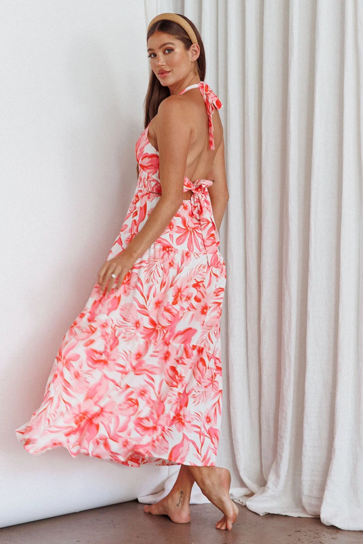 Bondi Keyhole Bust Maxi Dress Floral Pink