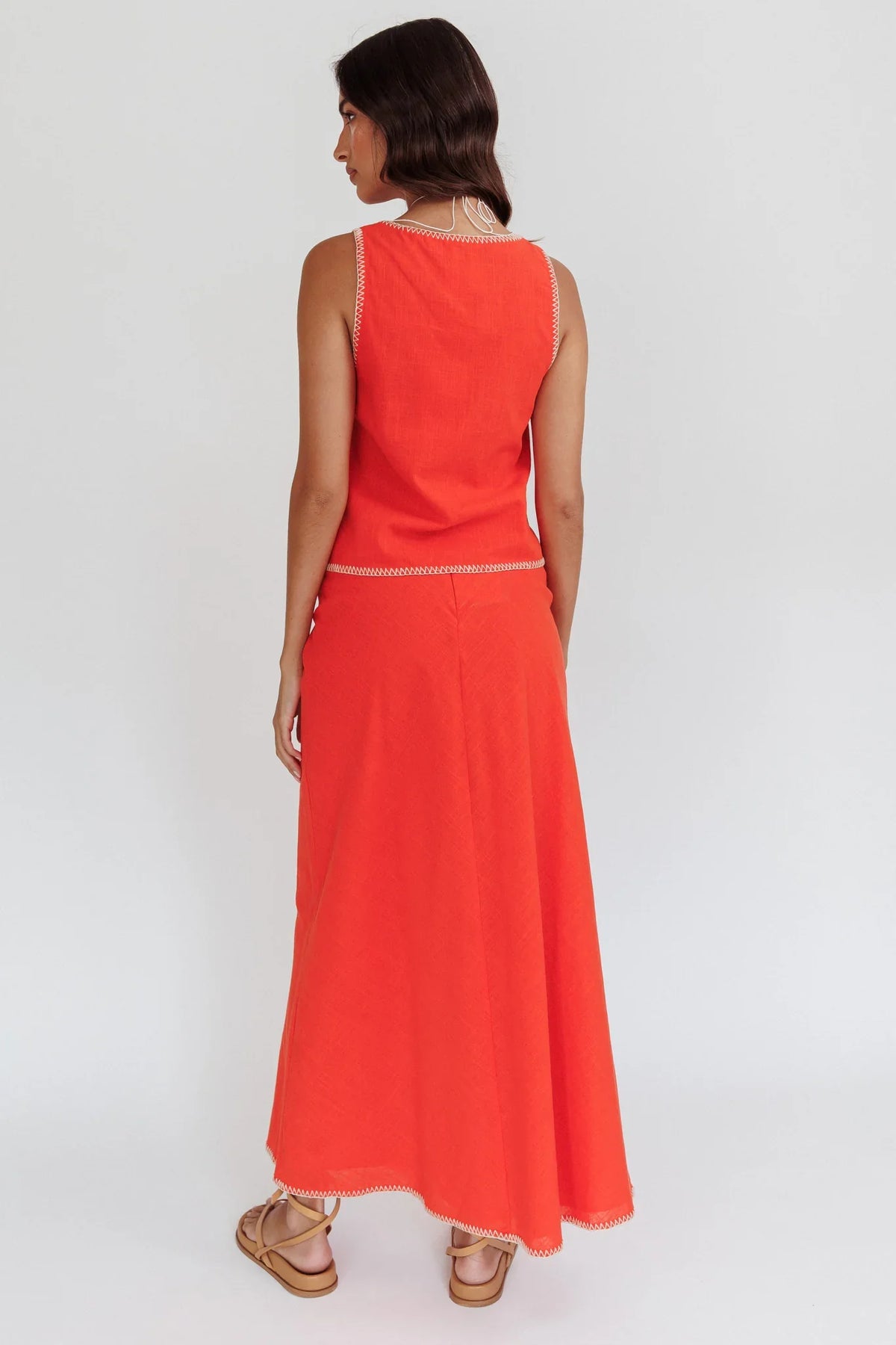 Dose Of Sunshine Blanket Stitch Skirt Orange