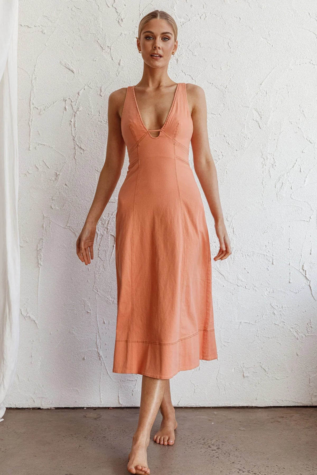 Elias Decorative Stitch Midi Dress Mango