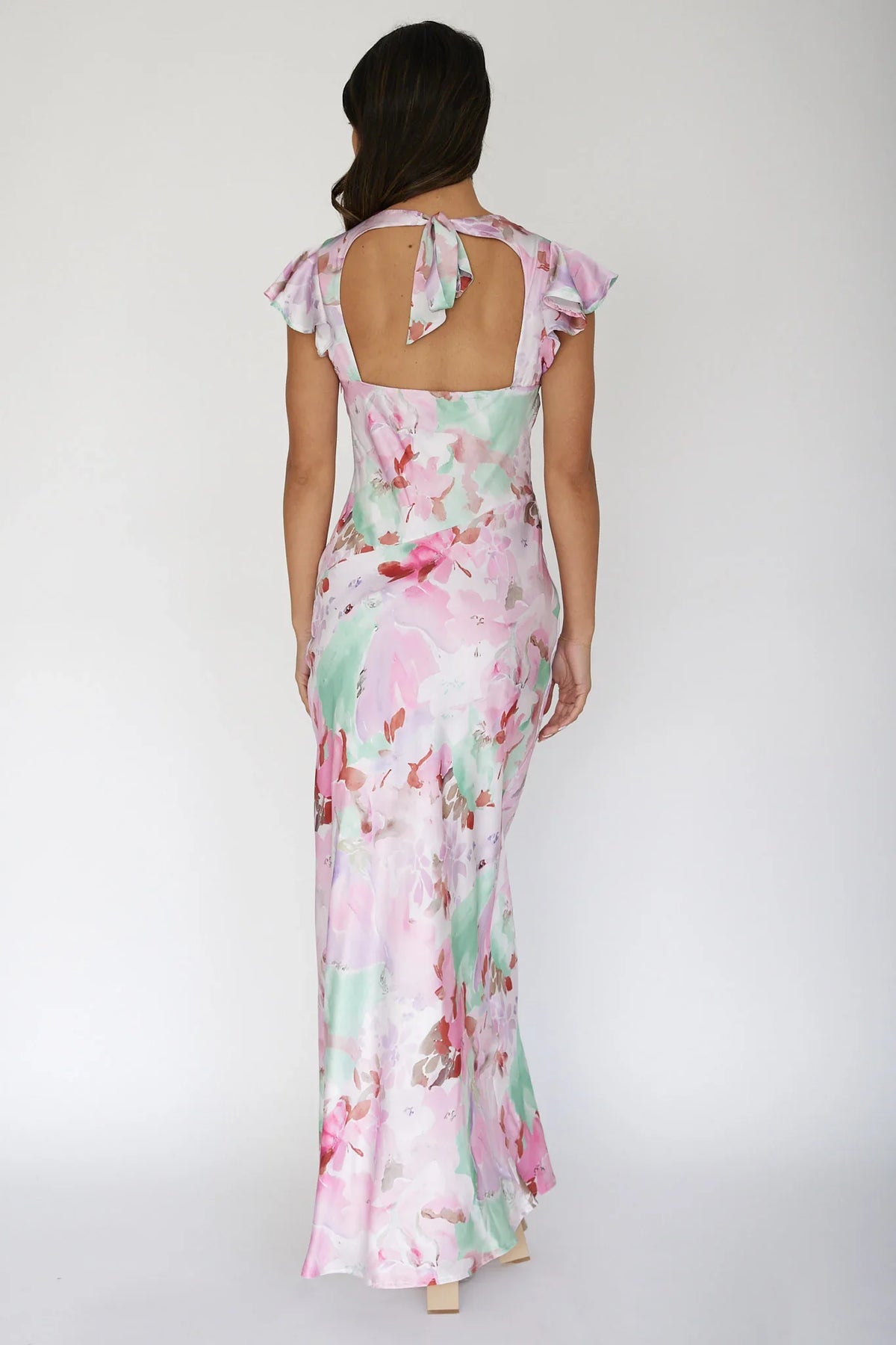 Jannet Keyhole Back Maxi Dress Floral Pink