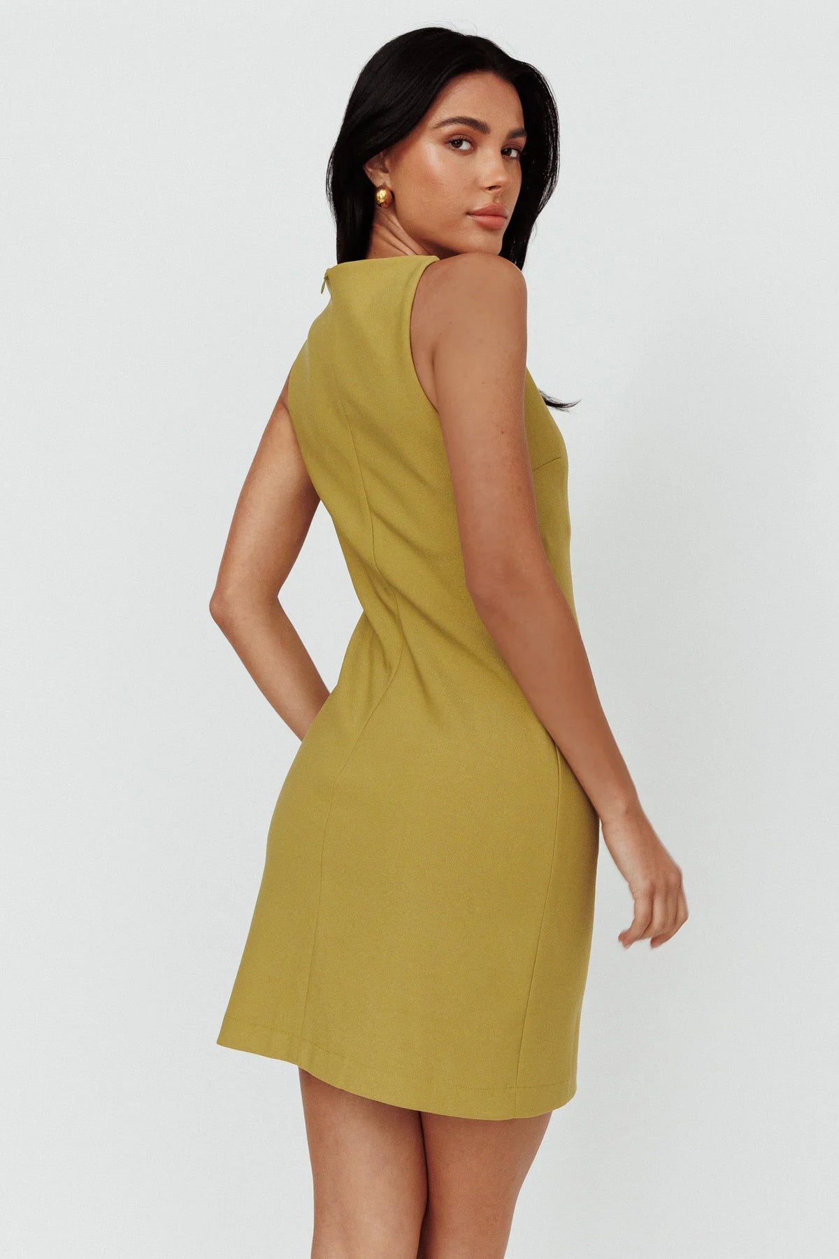 Anjali Sleeveless Shift Dress Moss Green