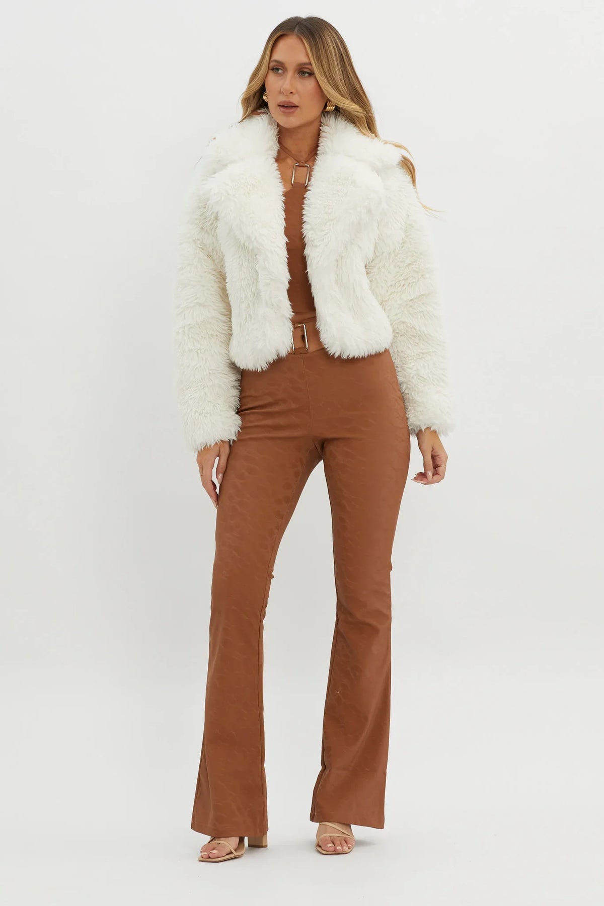 St Moritz Notch Lapel Fur Jacket White