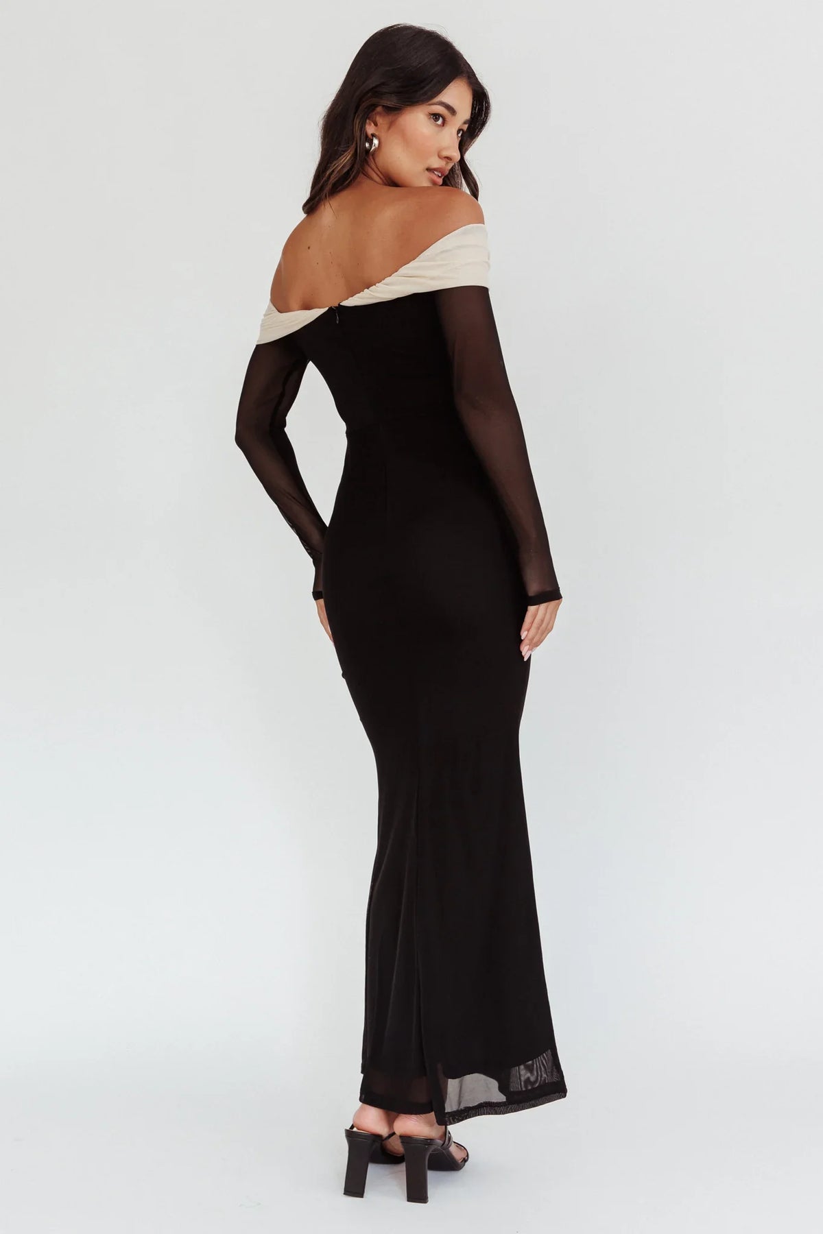 Perfect Worlds Off Shoulder Maxi Dress Black