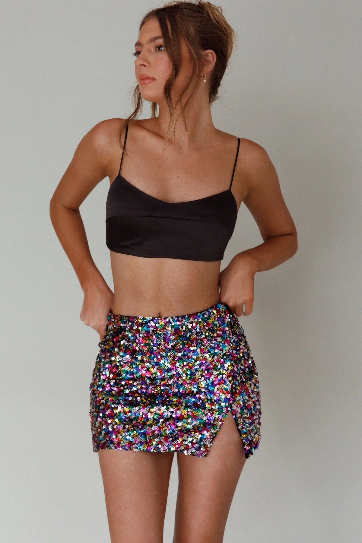 La Nuit Sequin Mini Skirt Multi