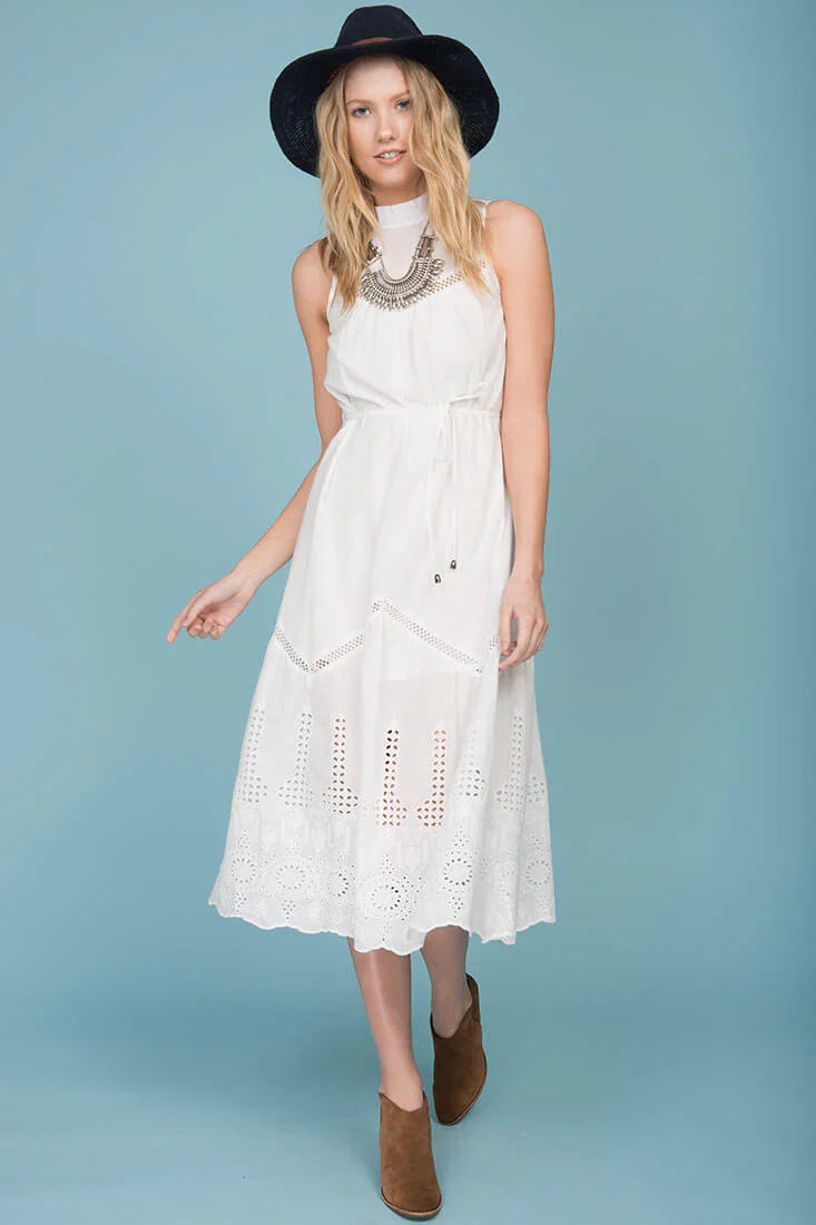 Bentley Chic Summer Midi Dress White