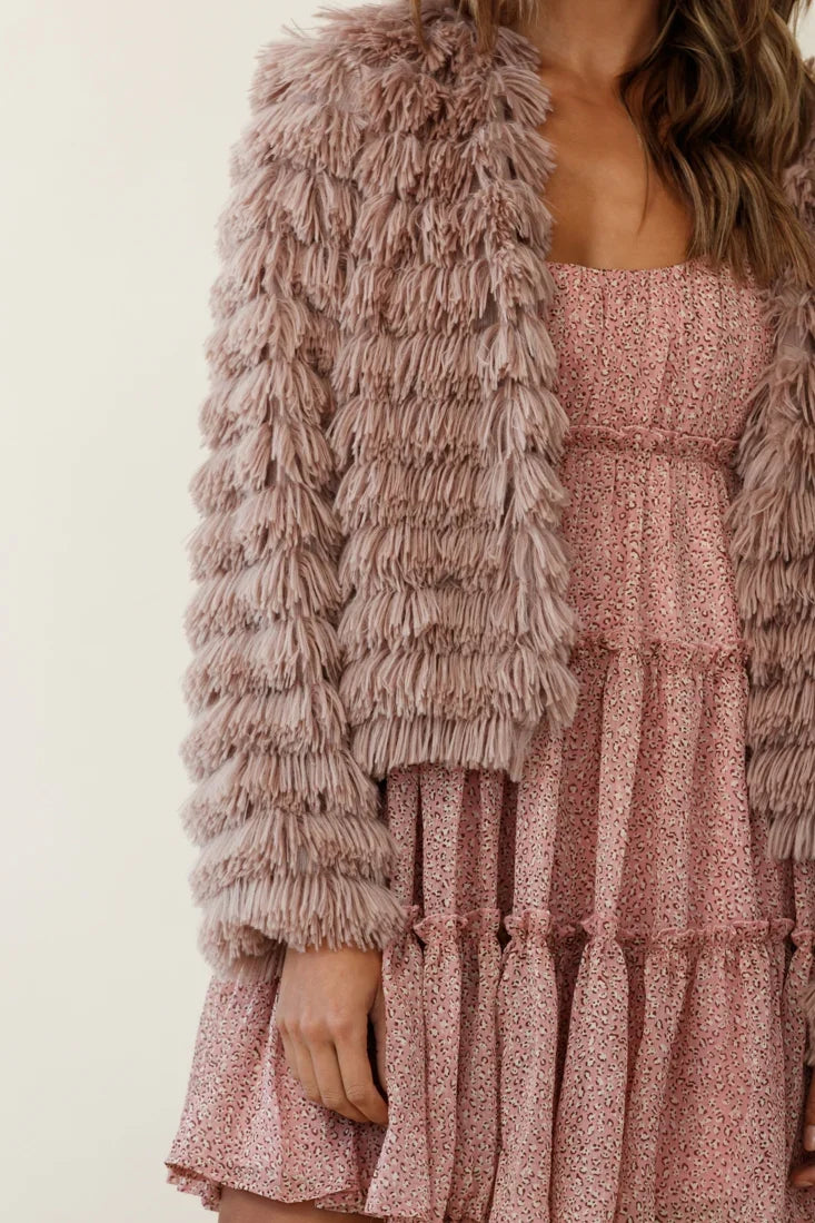 Montana Shaggy Faux Fur Jacket Camel