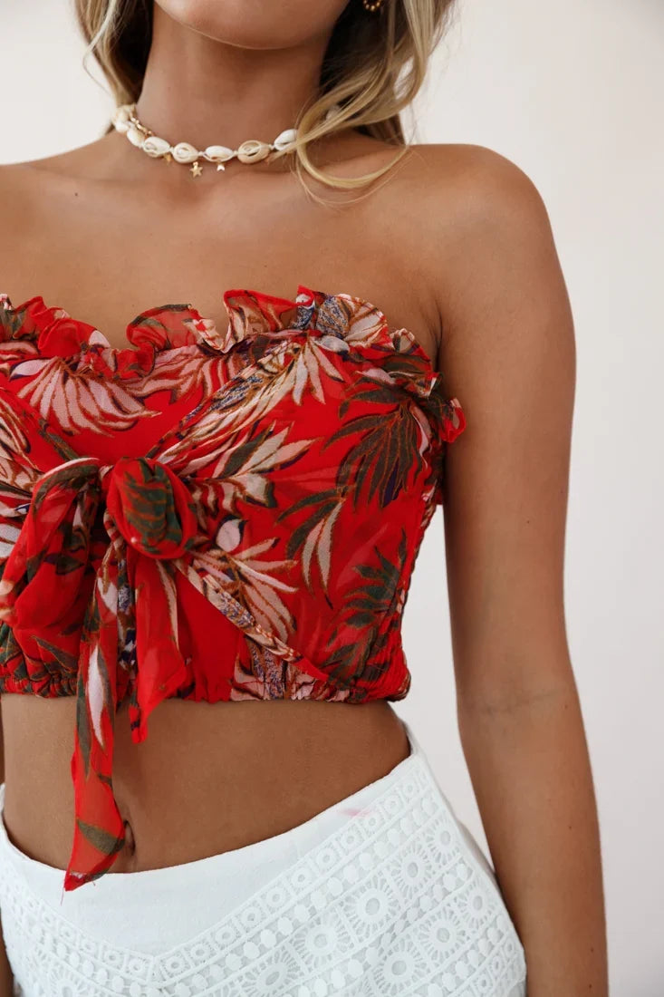 Jamaican Me Crazy Ruffle Bustier Red