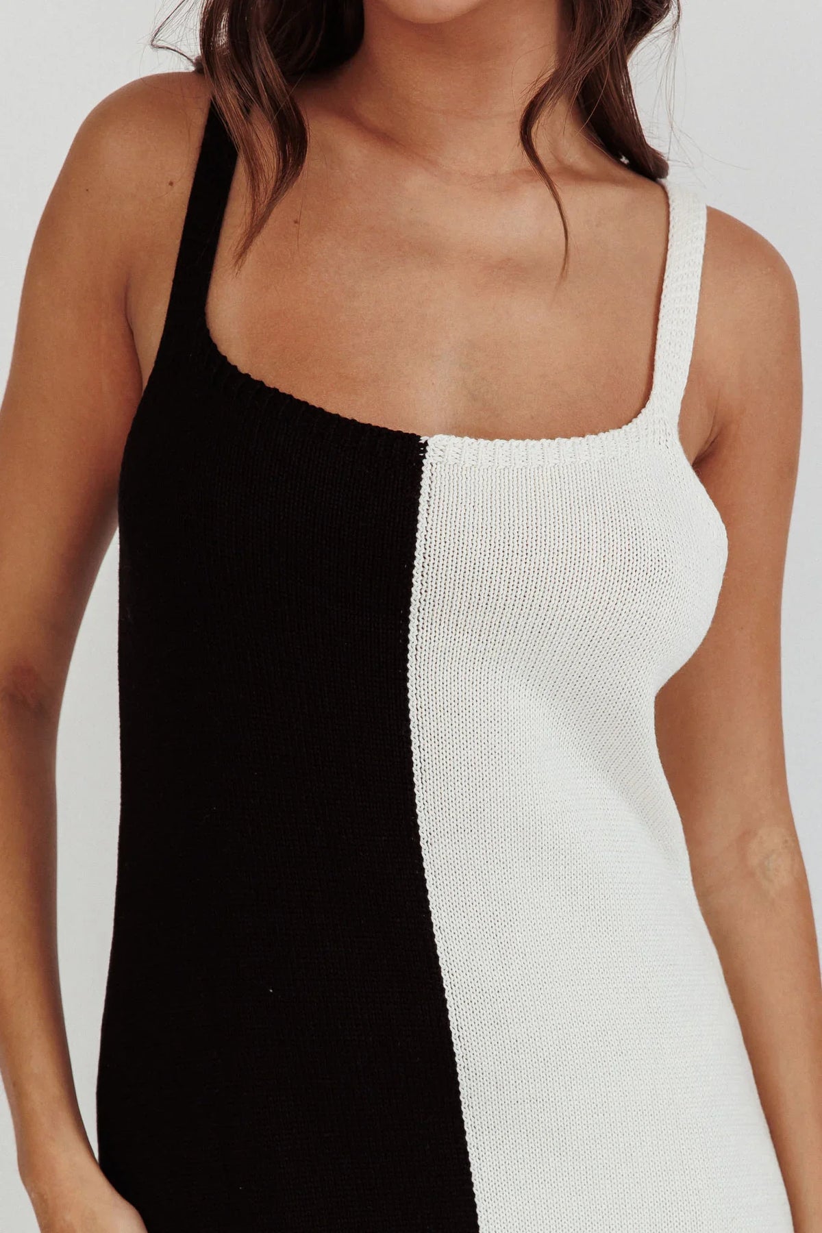 Sunday Fun Day Knit Maxi Dress Black Cream