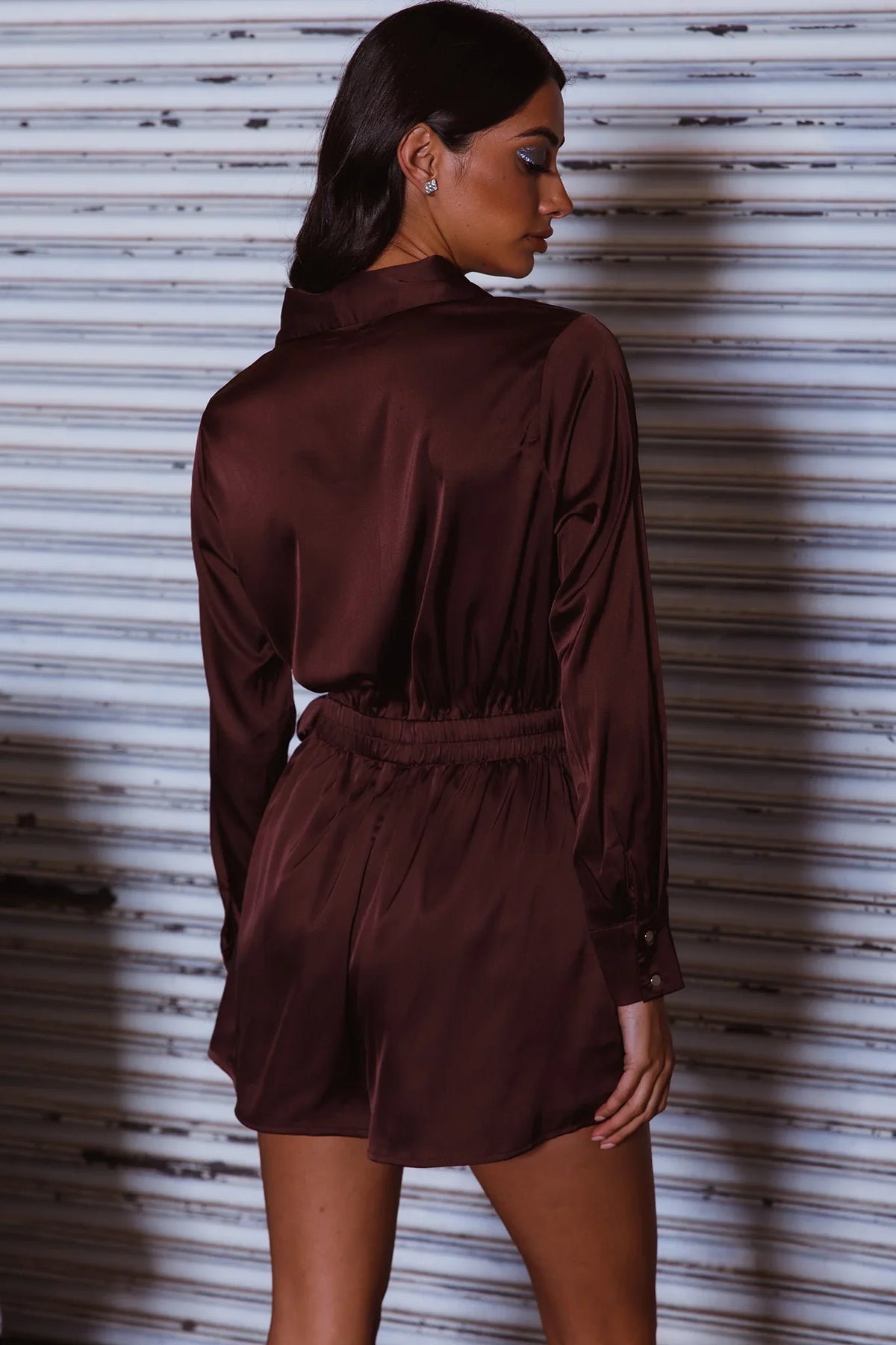 Turning Heads Side Tie Romper Russet
