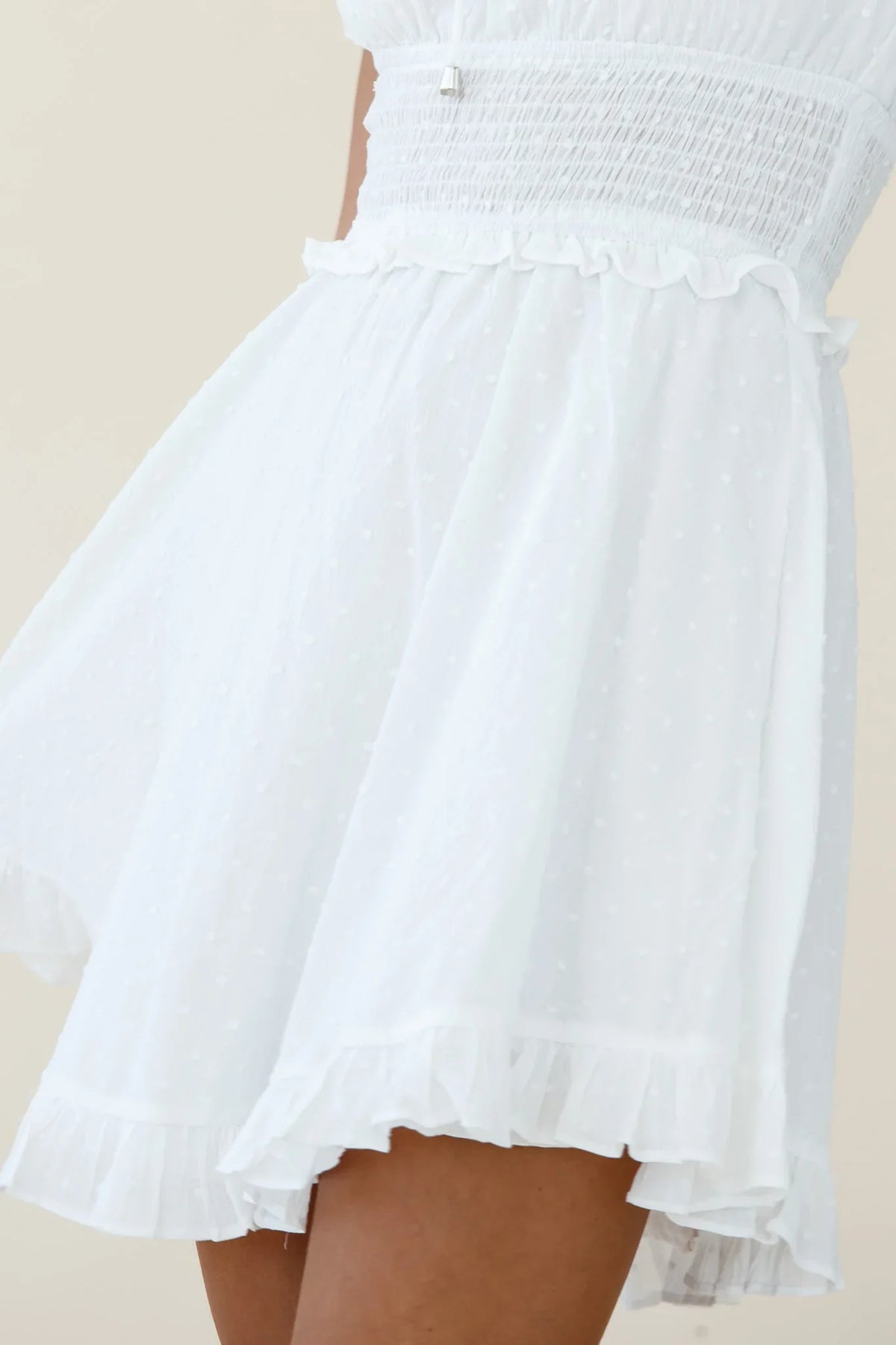 Summer In Paris Puff Sleeve Open Back Dress White