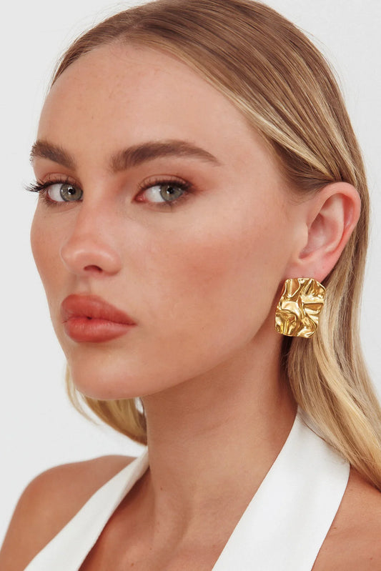 Trixi Crinkle Design Earrings Gold