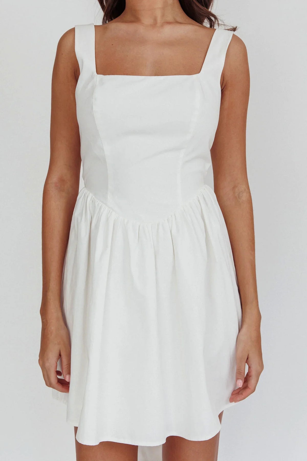 Irenic Bow Flare Mini Dress White
