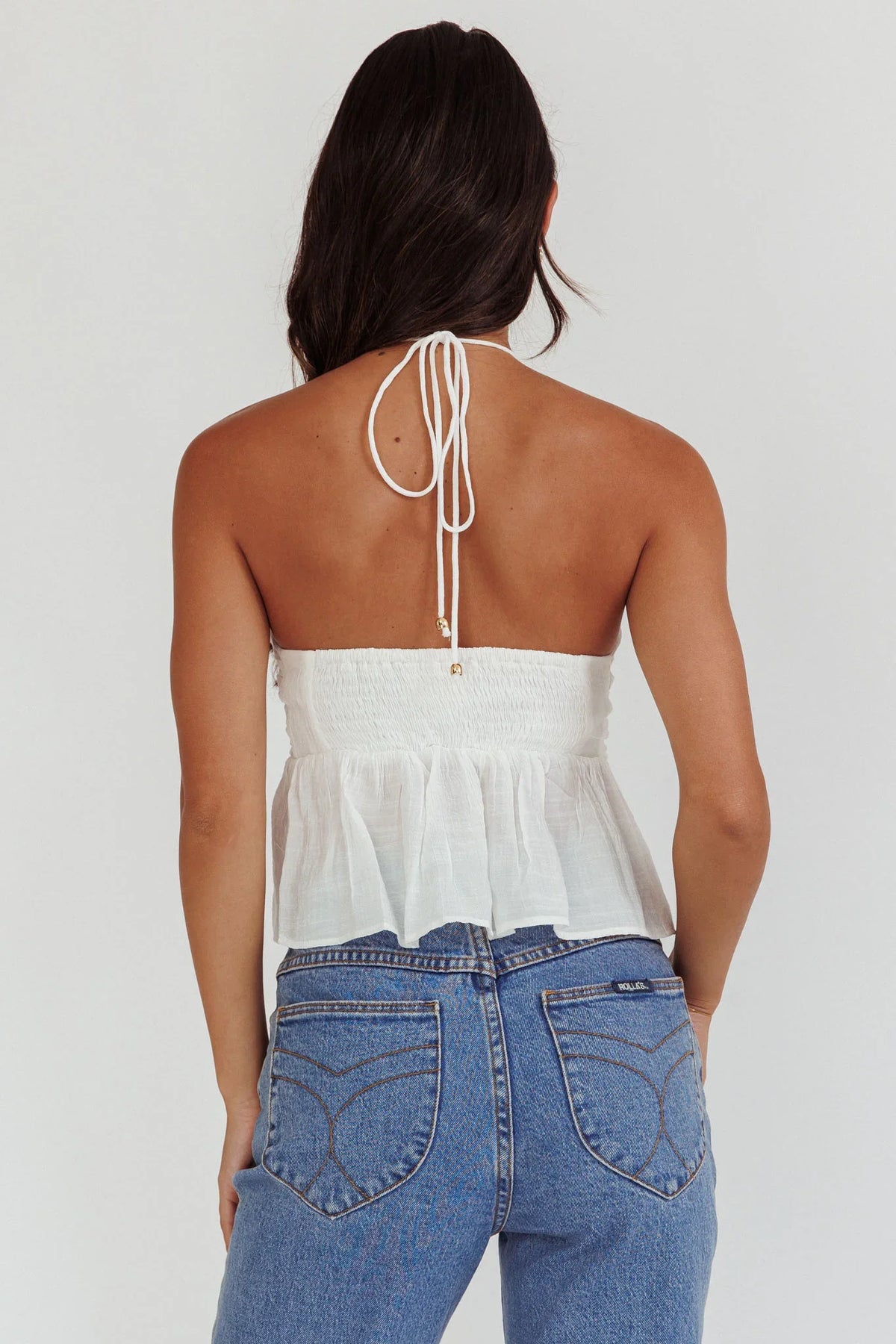 Asiah Halter Neck Cami Top Off White
