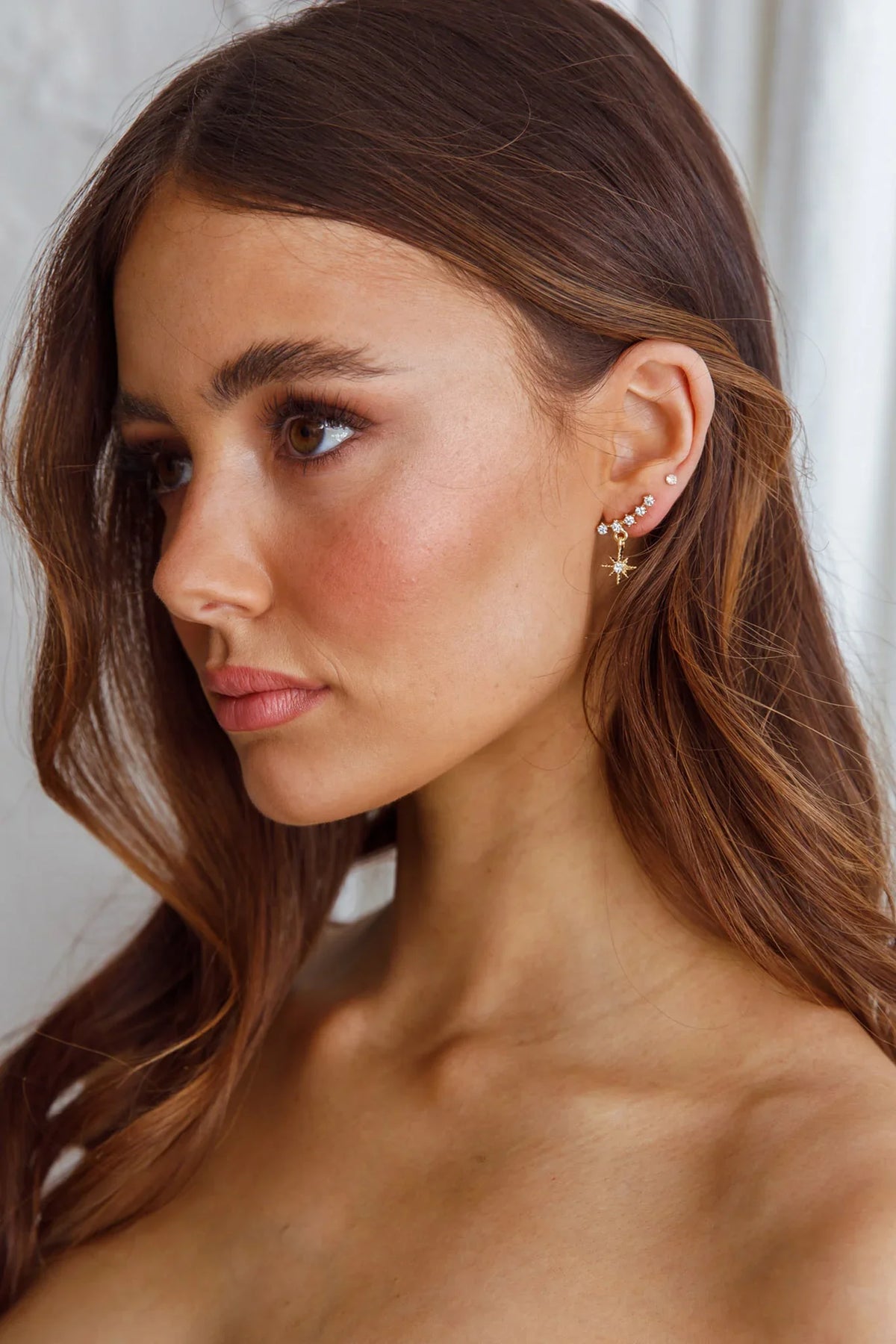 Virgo Crystal Star Earrings Gold