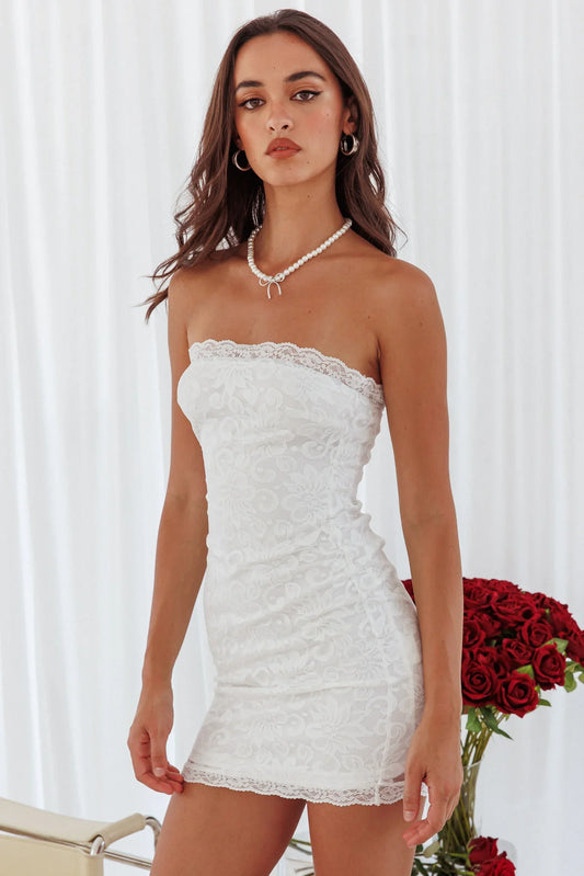 Must Be Love Lace Mini Dress White