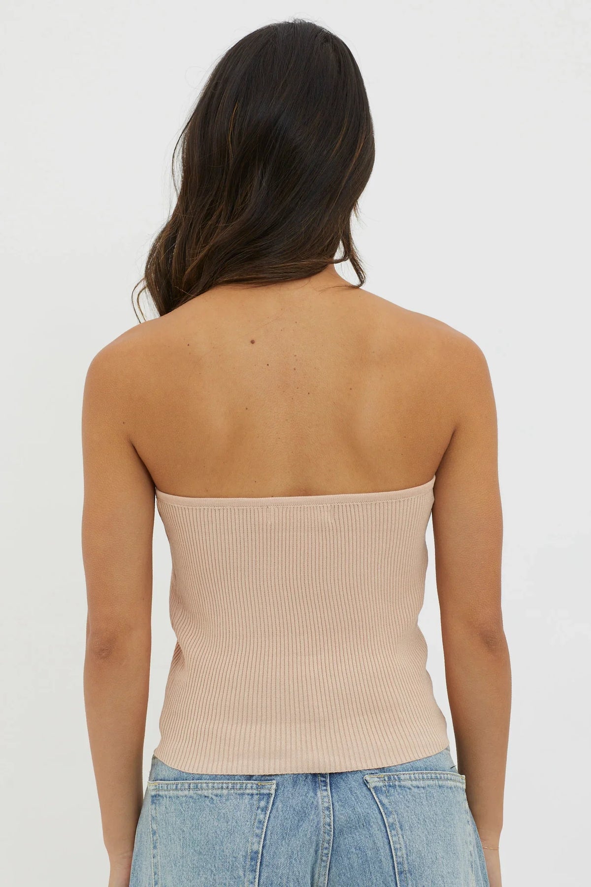 Flora Strapless Knit Top Mocha