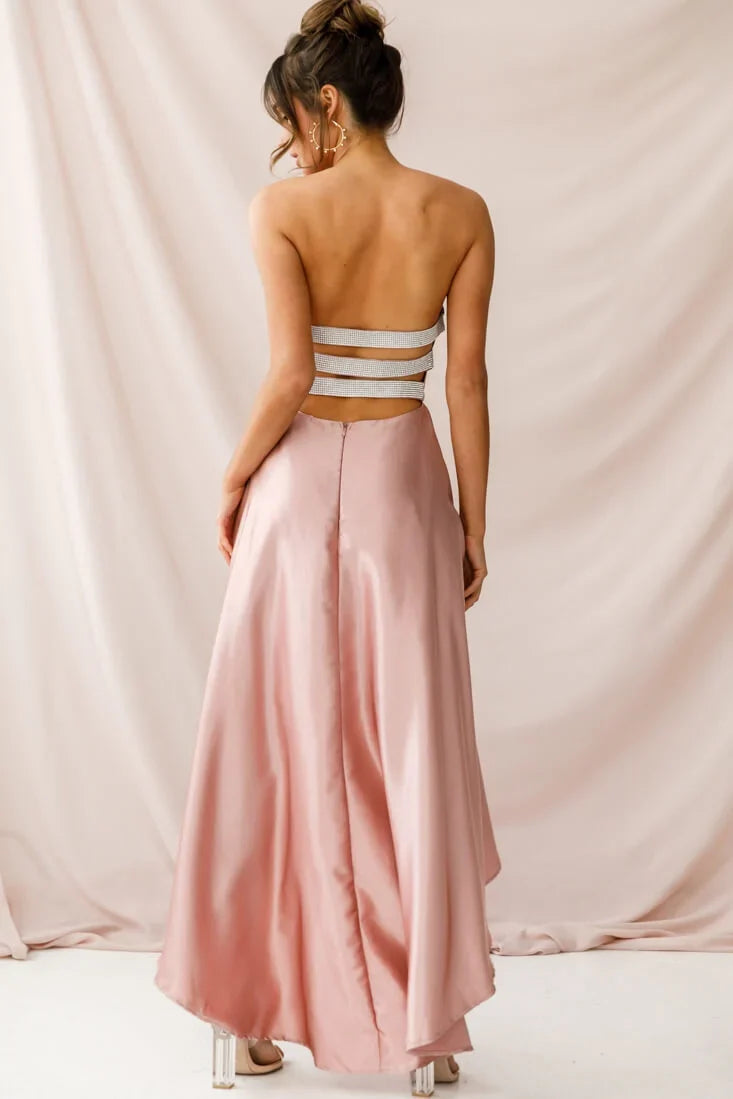 Belle Strapless High-Low Hem Dress Mocha