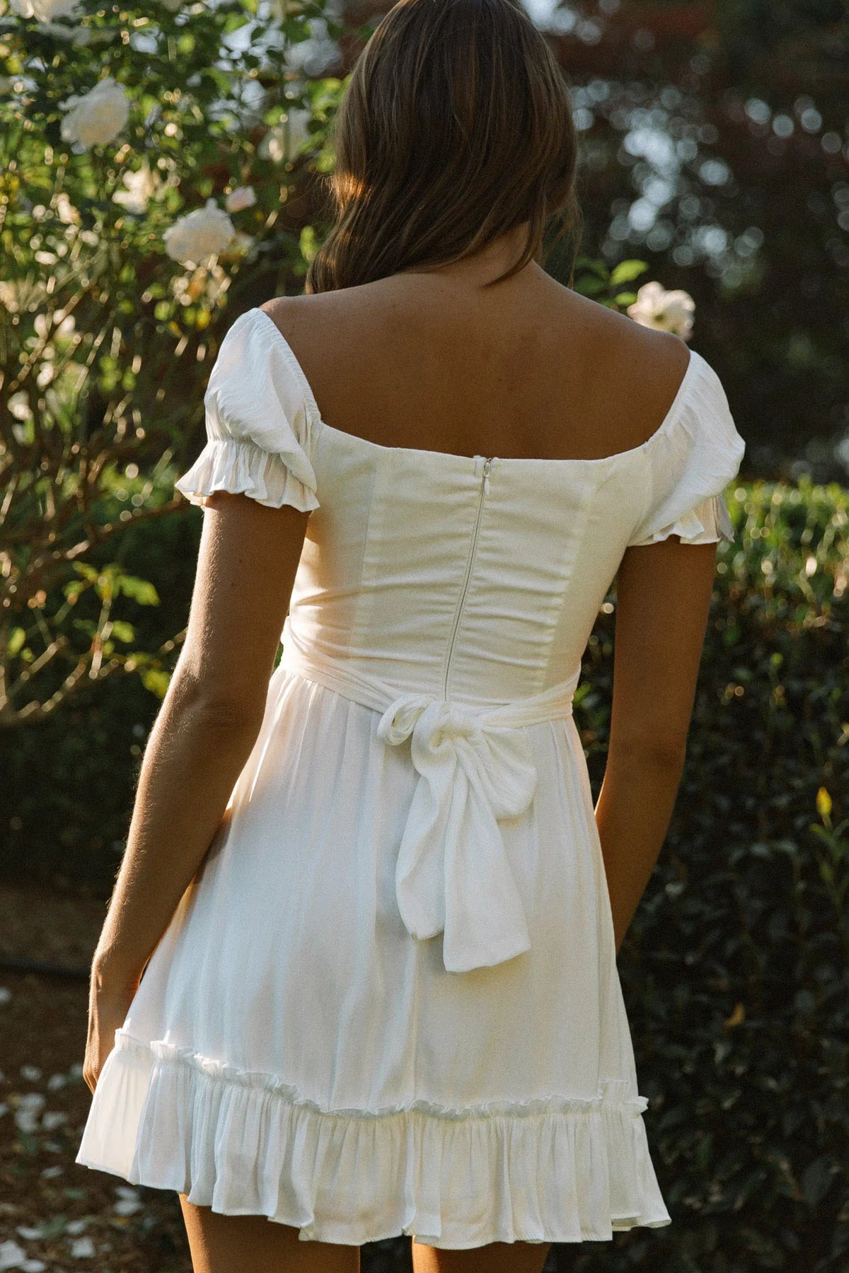 Linka Off-Shoulder Tie Back Dress White