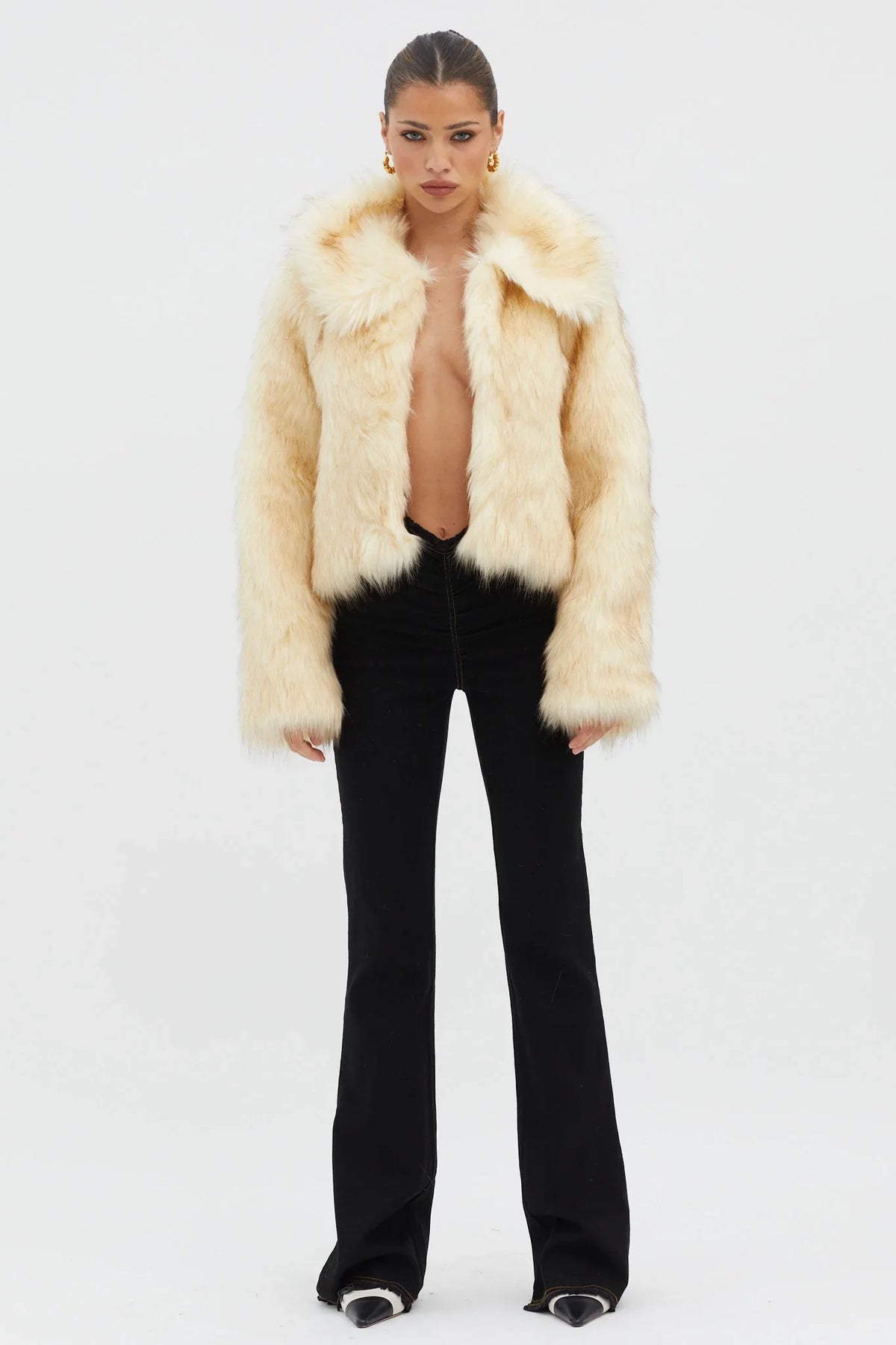 Nordic Faux Fur Collared Jacket Cream
