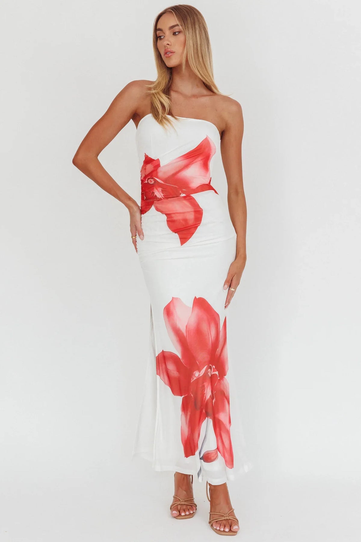Truth Be Told Strapless Maxi Dress White