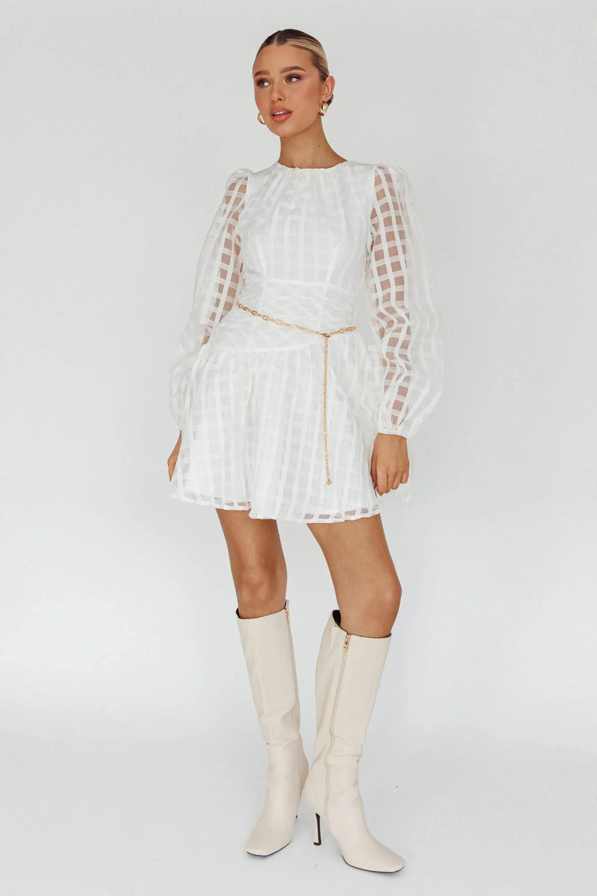 Tatiana Long Sleeve Plaid Mini Dress