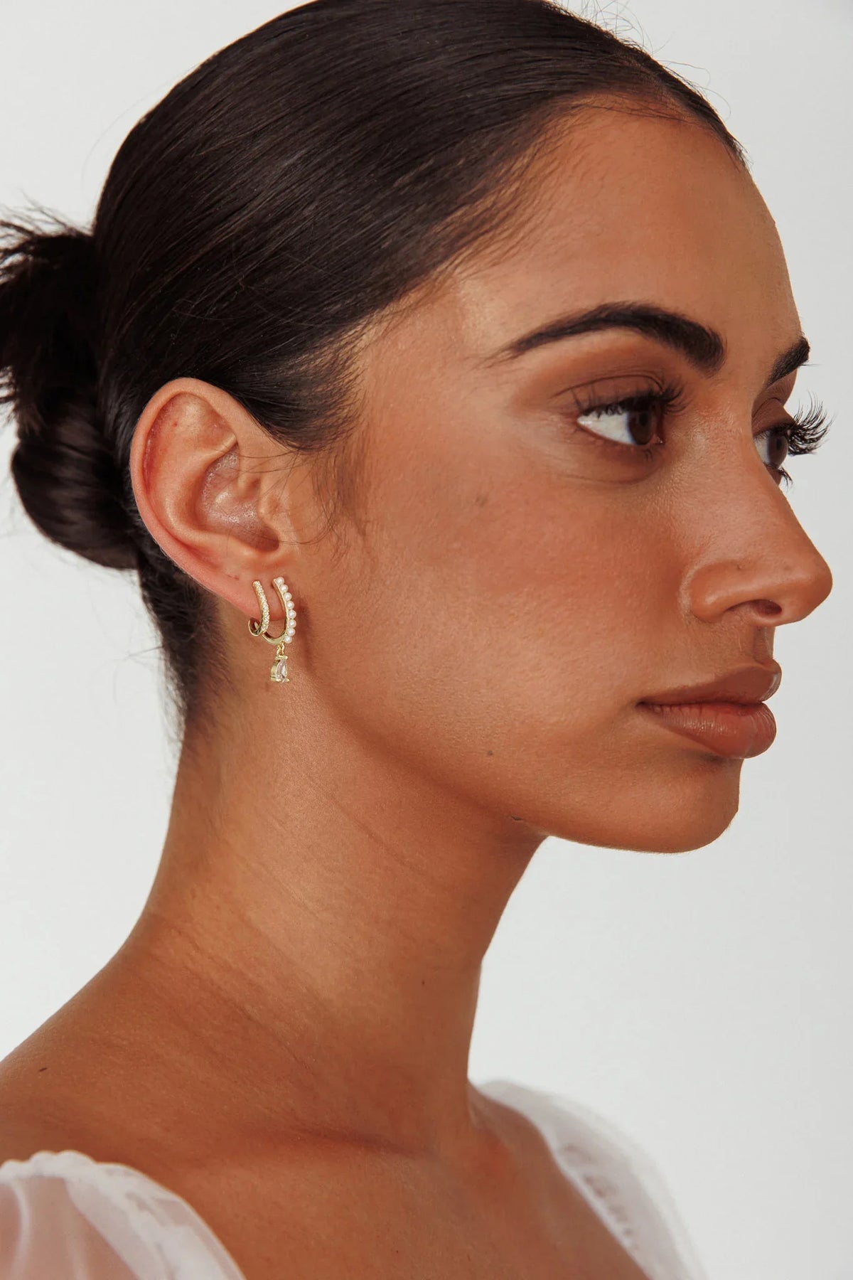 Dawn Double Pierce Illusion Earrings Gold