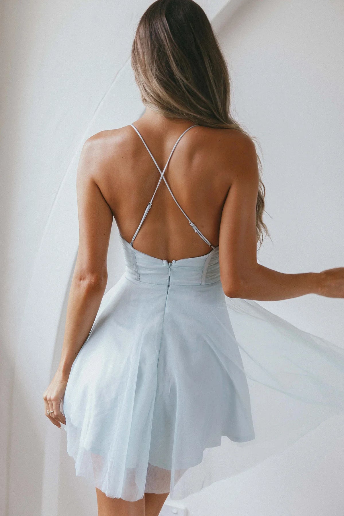 Smitten Sweetheart Neckline Chiffon Mini Party Dress Pistachio
