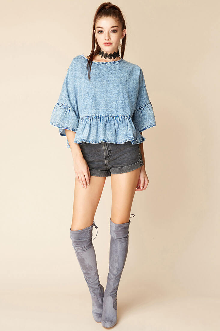 Maggie Casual Denim Top Blue