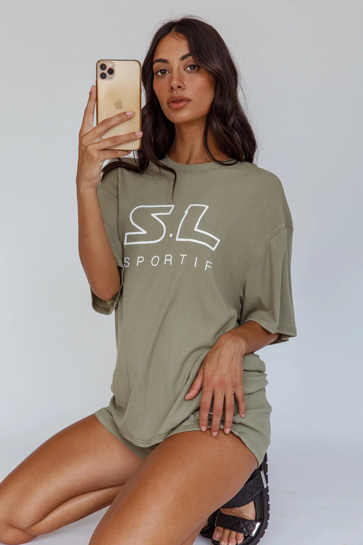 On Track SL Logo T-Shirt Khaki
