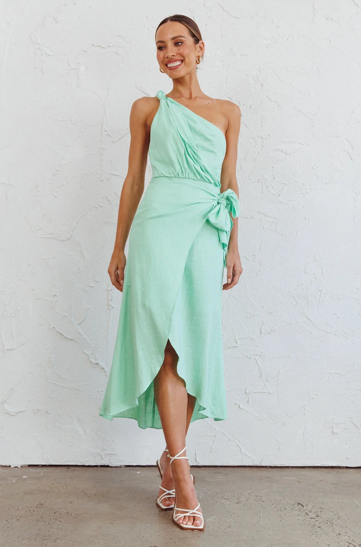 Island Time One-Shoulder Midi Dress Mint