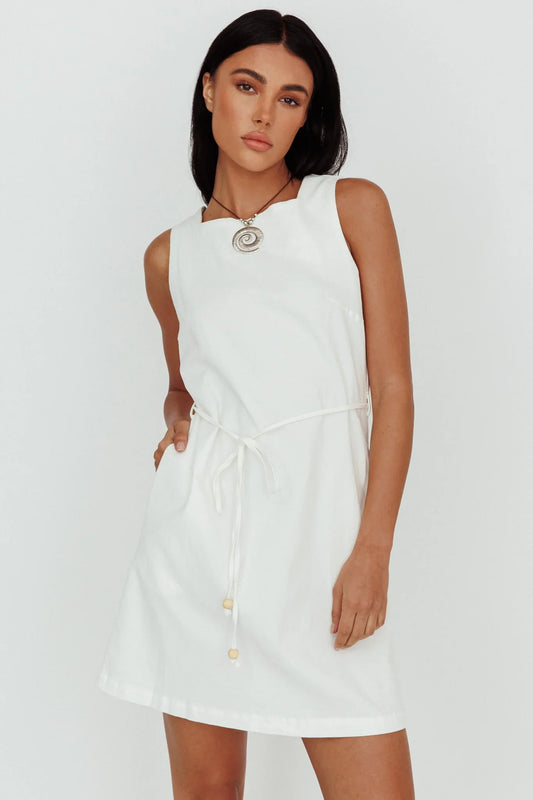 Tirzah Side Pocket Shift Dress White