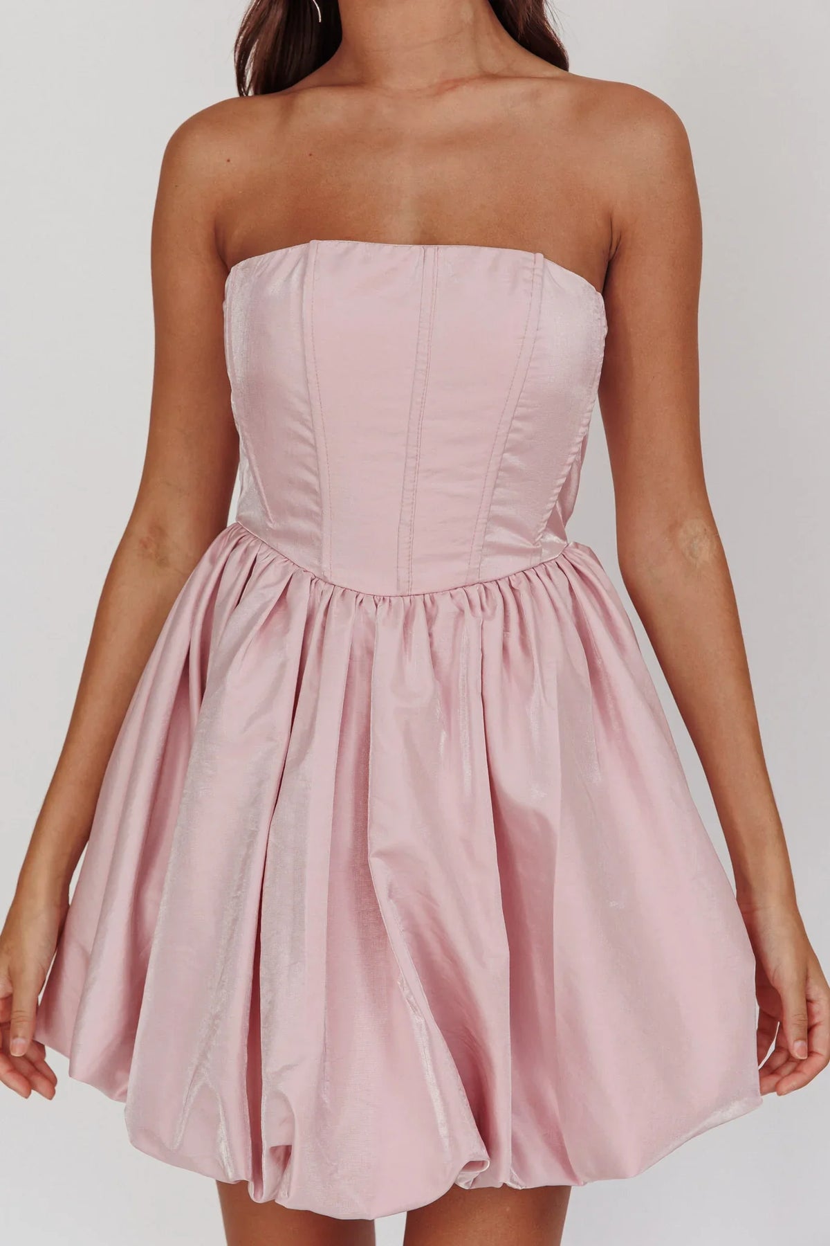 Radiant Strapless Bubble Mini Dress Pink