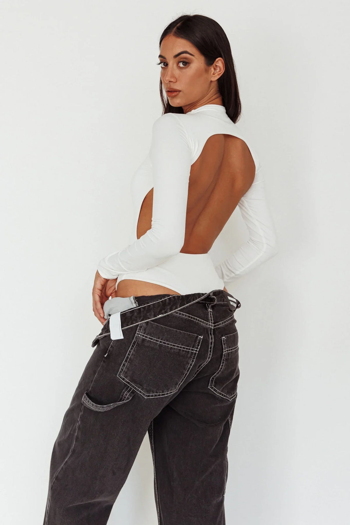 Remy Open Back Bodysuit Off White