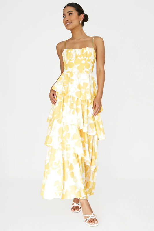Hopeful Tiered Layered Maxi Dress Yellow