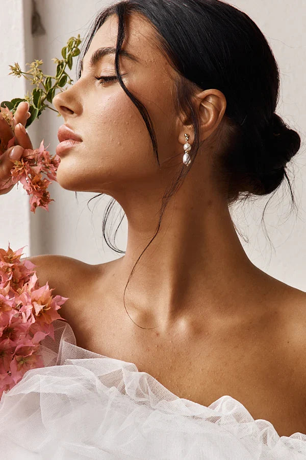 Minka Double Pearl Drop Earrings Gold