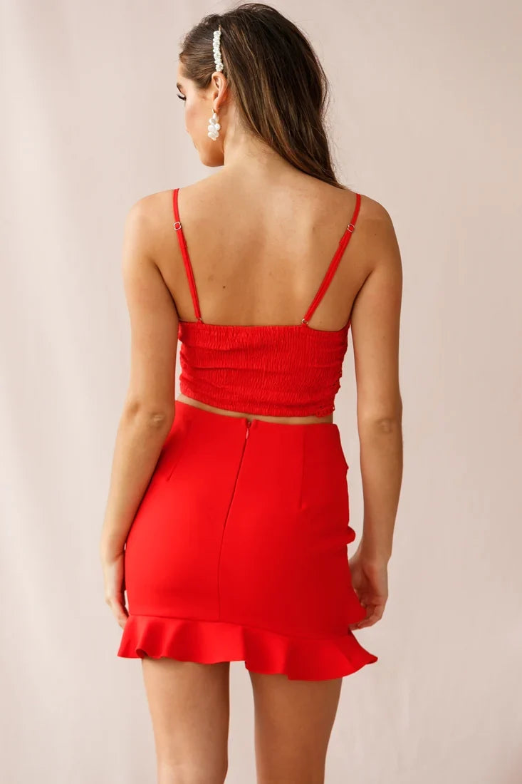Frilled To Meet You Mini Skirt Red