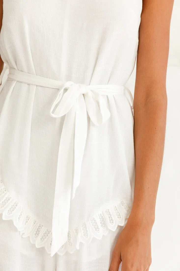 Talitha Tie Strap Wide Leg Jumpsuit White
