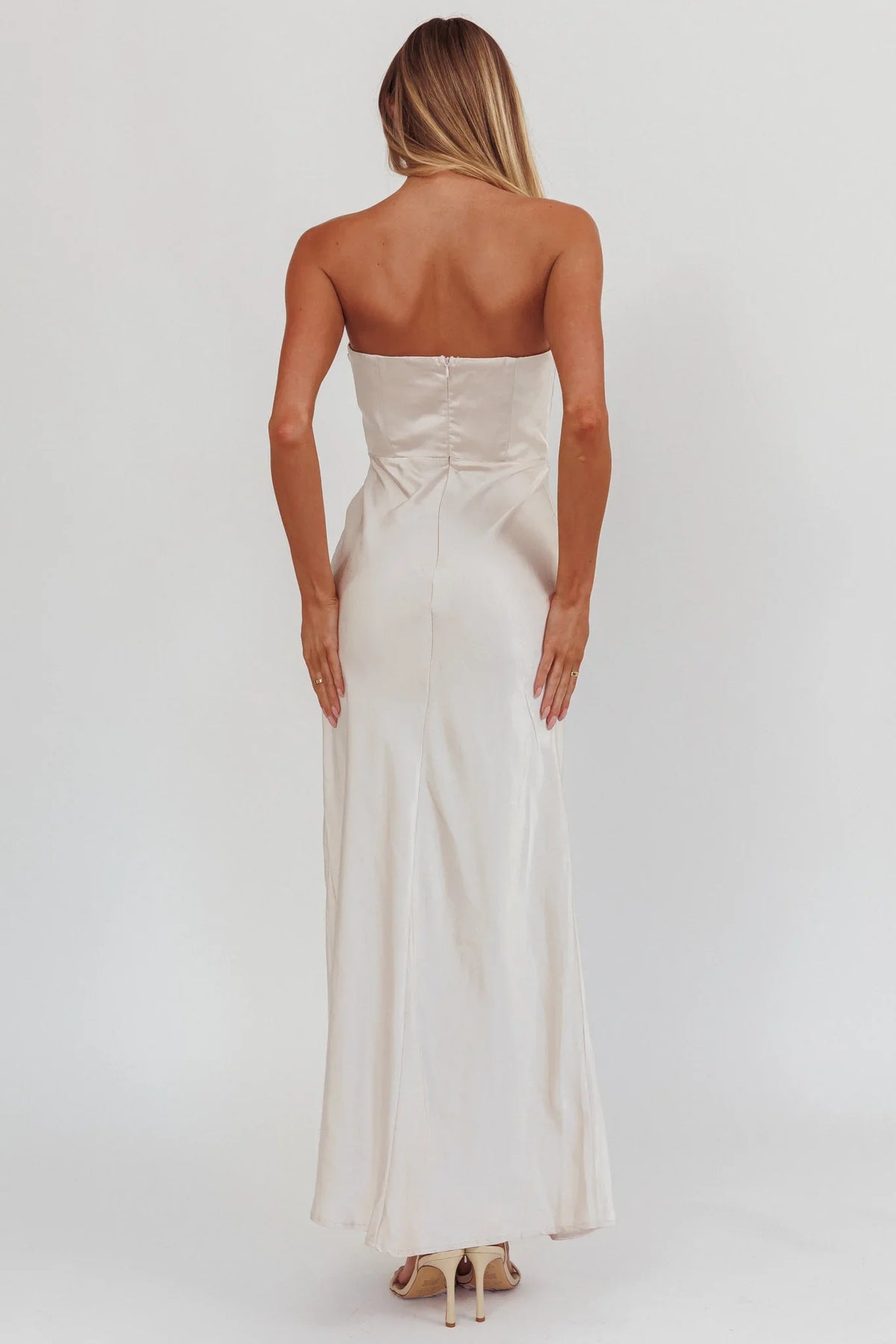 City Of Stars Strapless Maxi Dress Champagne