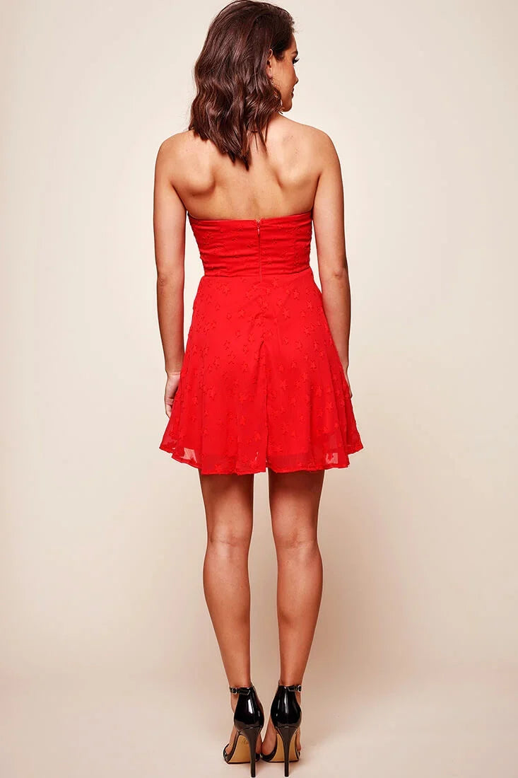 Tinseltown Ruched Party Dress Red