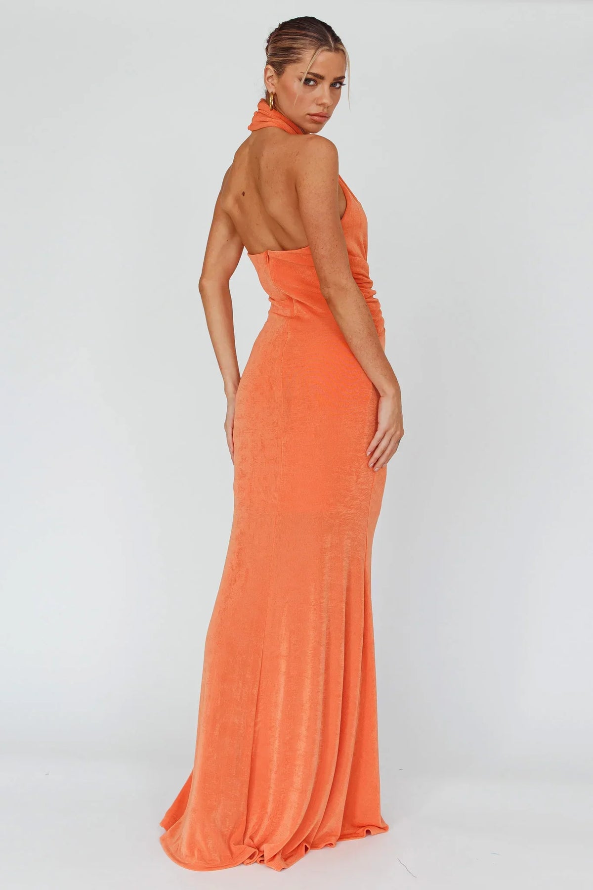 Ileana Twist Bodice Maxi Dress Orange