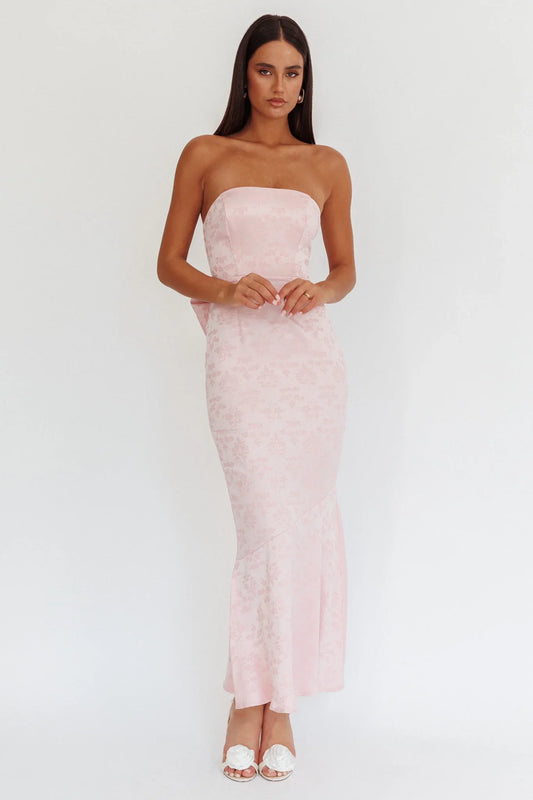 Melty Kisses Bow Back Maxi Dress Pink