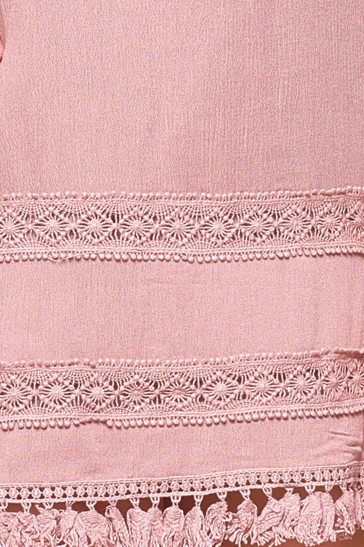 Leticia Sleeveless Frilly Trim Dress Mocha