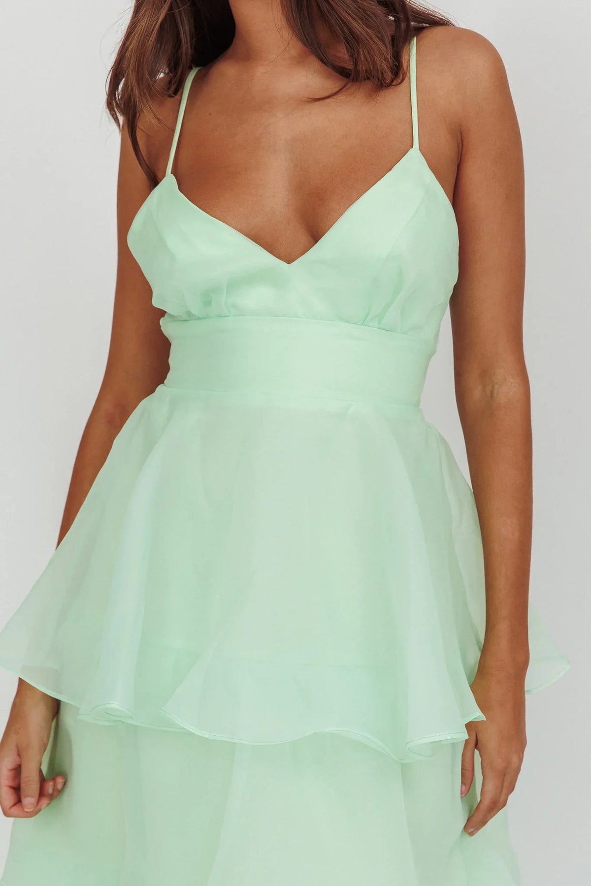 Made For You Tiered Ruffle Midi Dress Mint