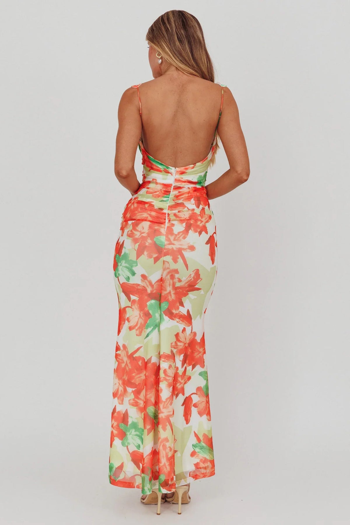 Odelia Sweetheart Mermaid Maxi Dress Print Red