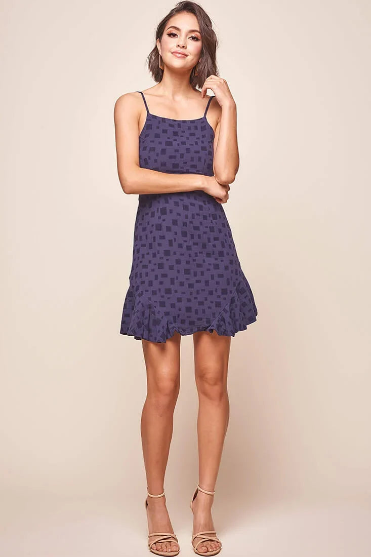 Laura Strappy Back Geometric Dress Navy