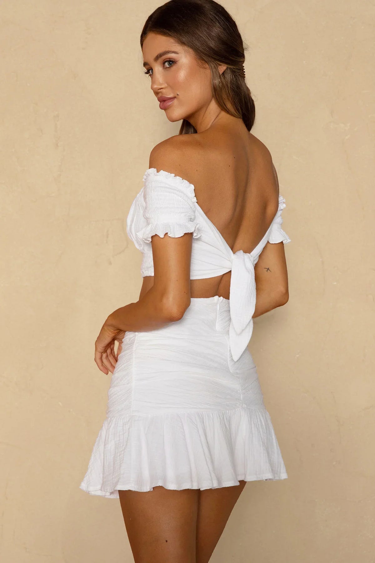 Rise And Shine Flounce Ruffle Hem Mini Skirt White