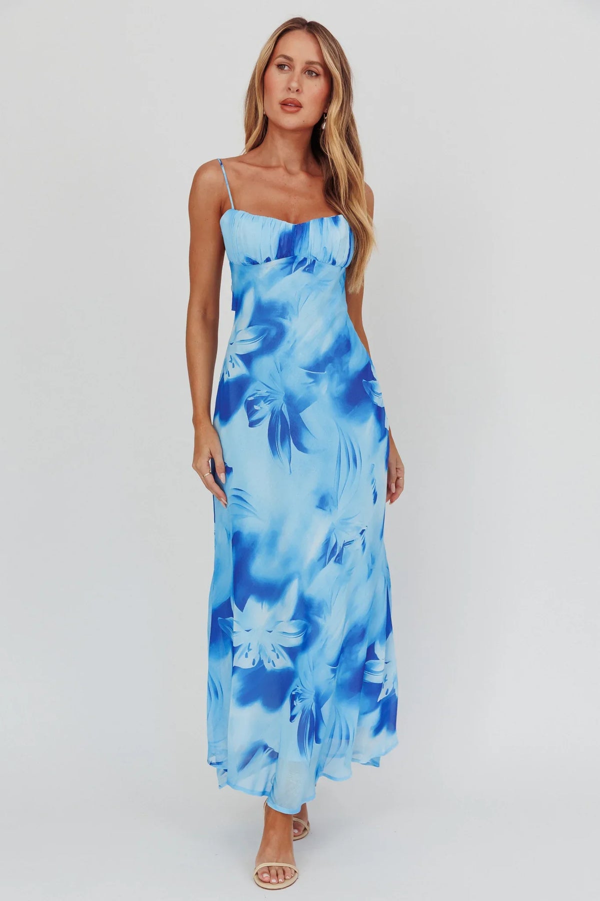 Nerida Low Back Twist Maxi Dress Lily Blue