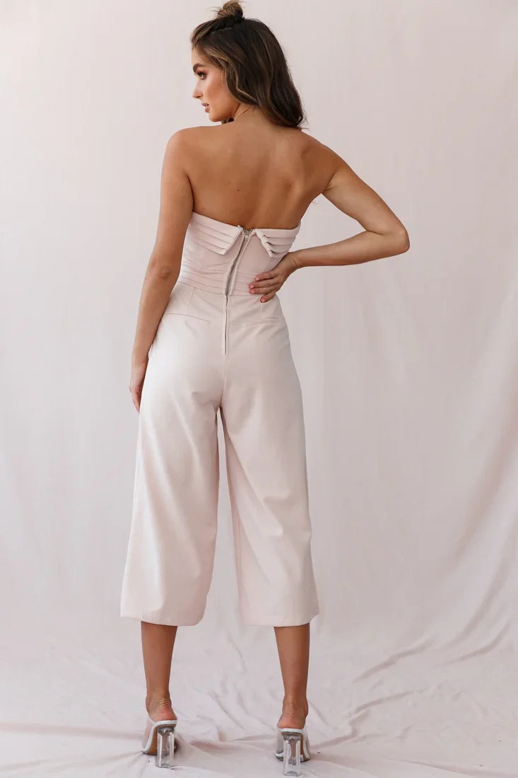 Chosen Strapless Wide Leg Jumpsuit Nude Pink