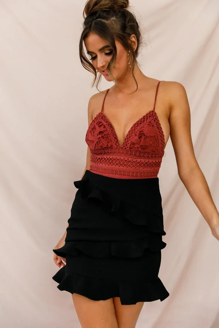 Sanctuary Tie Back Applique Bodysuit Rose