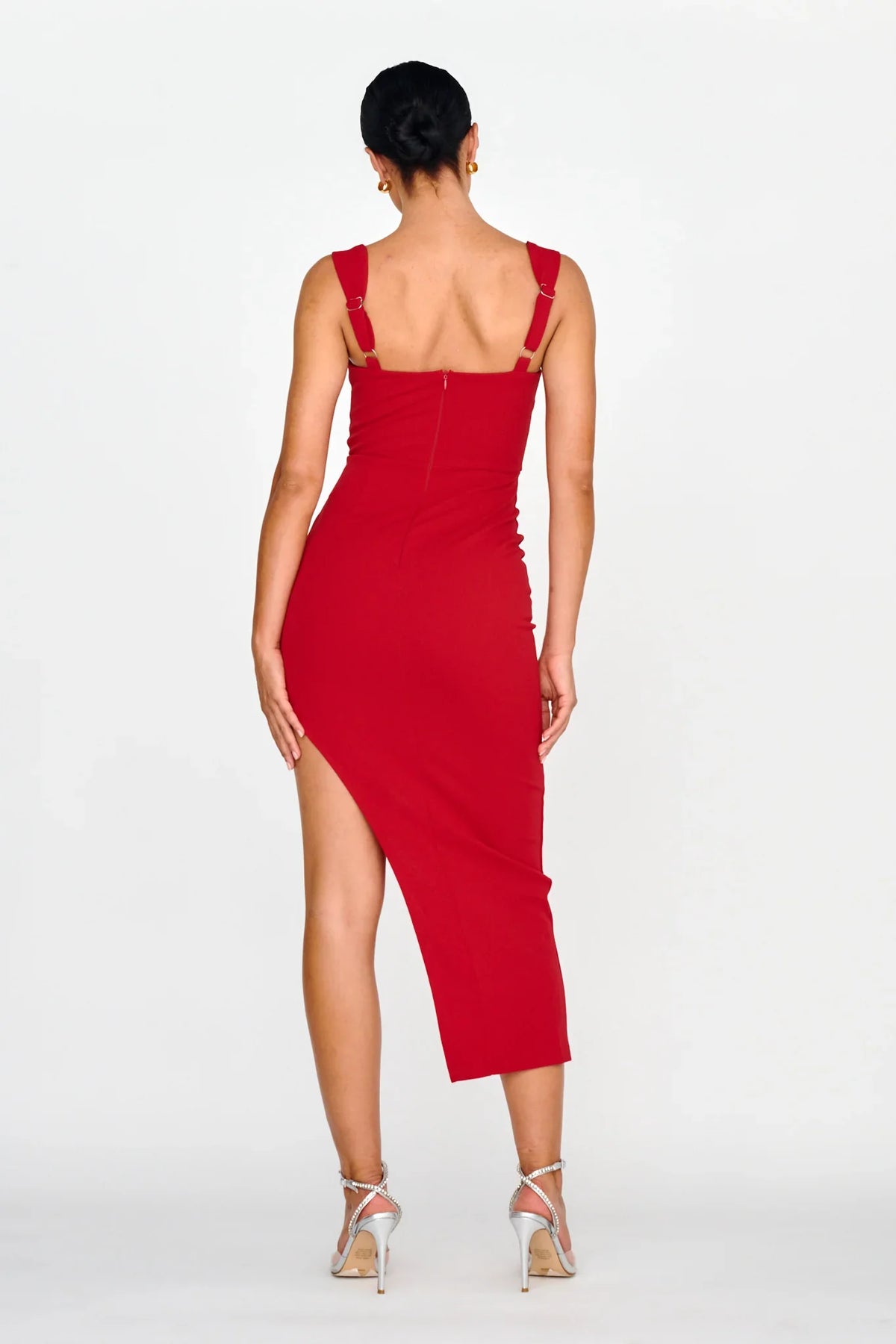 Hearts Flutter Sweetheart Neckline Dress Red